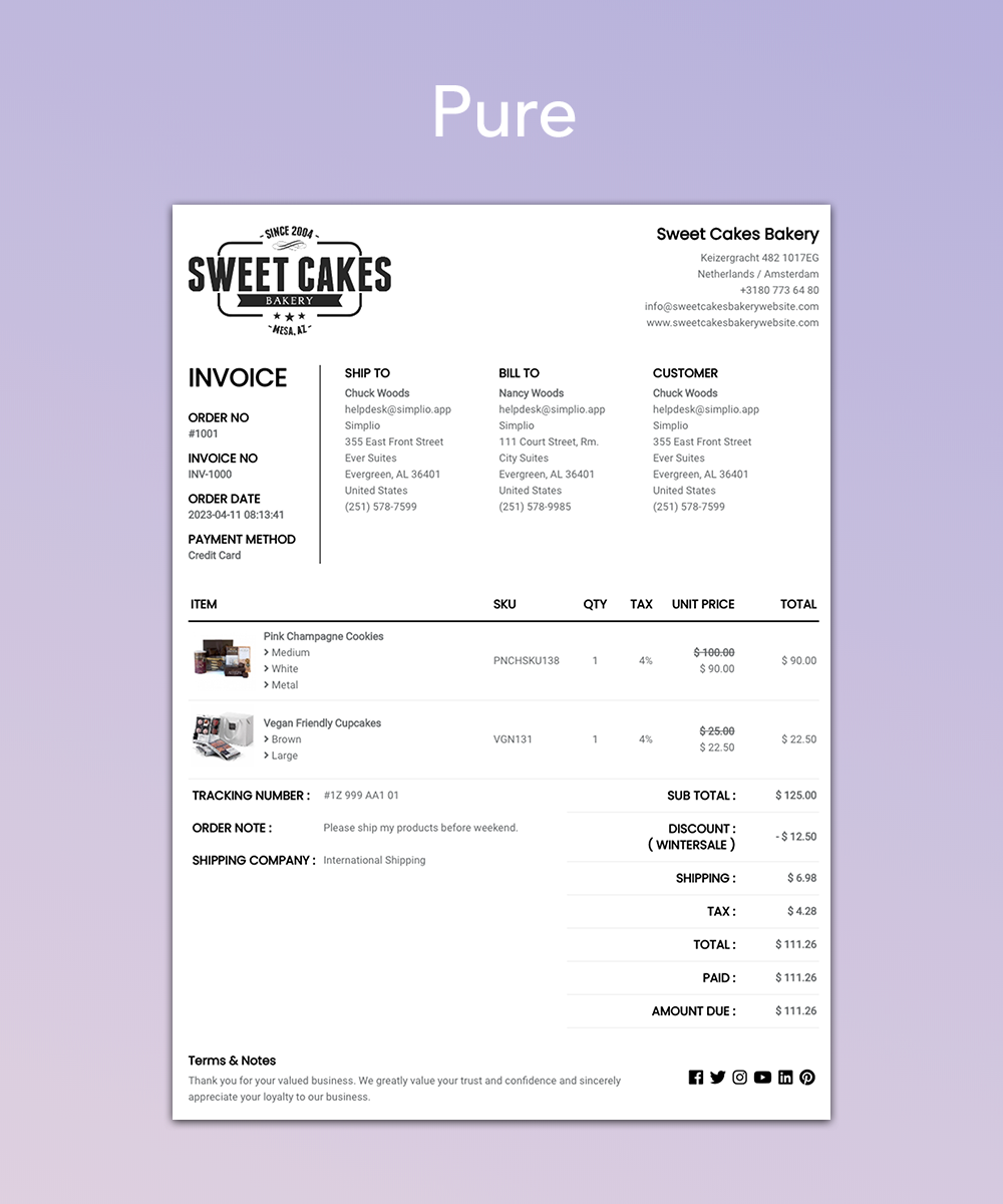 Pure - PDF Document Template for Shopify
