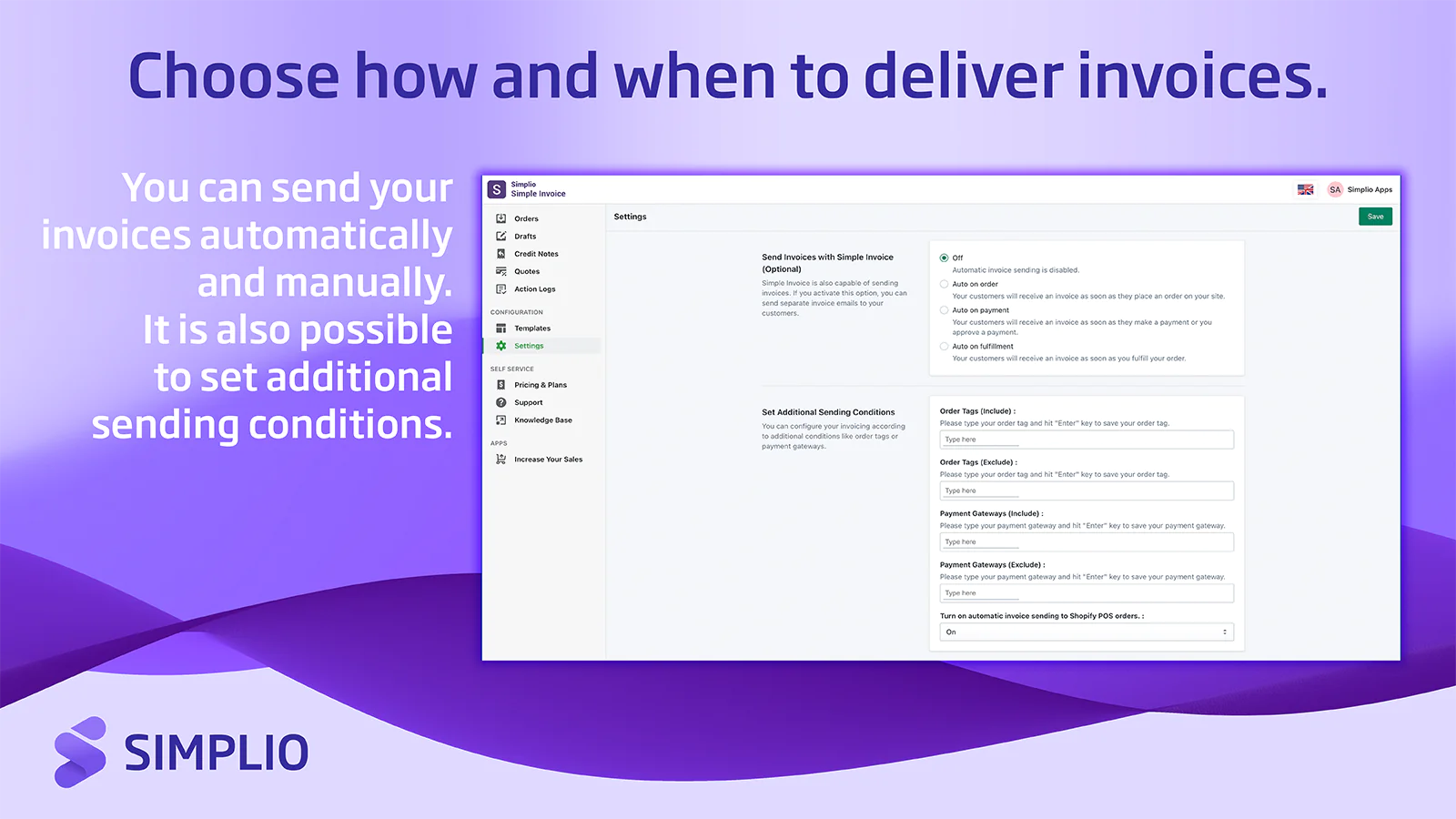 Choose how and when to deliver invoices.